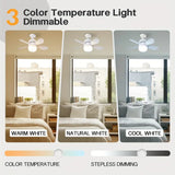 Ceiling Fan Light E27 Socket Fan 30W with Quiet Dimmable LED Light Remote Controller 4 Speed for Bedroom, Living Room, Kitchen