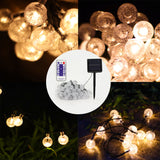60 LED Solar String Ball Lights Patio Party back Yard Garden fence bush Waterproof Outdoor, Warm White