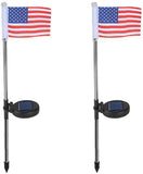 2 PCS Solar Powered American Flag Garden Stake White LED Light Outdoor Landscape