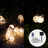 60 LED Solar String Ball Lights Patio Party back Yard Garden fence bush Waterproof Outdoor, Warm White
