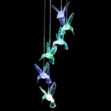 Solar Color Changing LED Crystal Clear Hummingbirds Wind Chimes Home Garden yard Decor Lights