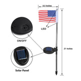 2 PCS Solar Powered American Flag Garden Stake White LED Light Outdoor Landscape