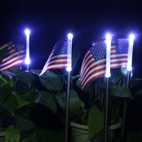2 PCS Solar Powered American Flag Garden Stake White LED Light Outdoor Landscape