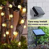 60 LED Solar String Ball Lights Patio Party back Yard Garden fence bush Waterproof Outdoor, Warm White