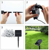 60 LED Solar String Ball Lights Patio Party back Yard Garden fence bush Waterproof Outdoor, Warm White