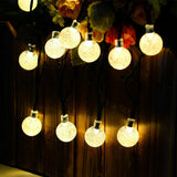60 LED Solar String Ball Lights Patio Party back Yard Garden fence bush Waterproof Outdoor, Warm White