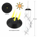 Solar Color Changing LED Crystal Clear Hummingbirds Wind Chimes Home Garden yard Decor Lights
