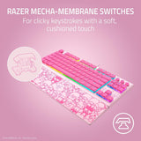 Razer Ornata V3 TKL Gaming Keyboard: Low-Profile Keys - Mecha-Membrane Switches - UV-Coated Keycaps - Backlit Media Keys - 8-Zone RGB Lighting - Magnetic Wrist Wrest - Hello Kitty & Friends Edition