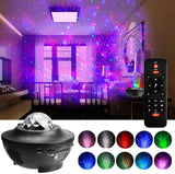 LED Galaxy Projector Nightlight Starry Moon Cloud Wave Bluetooth Music Player