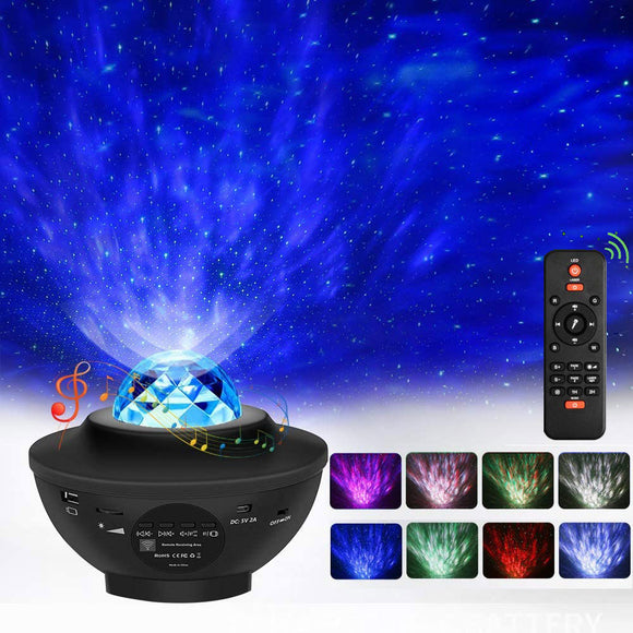 LED Galaxy Projector Nightlight Starry Moon Cloud Wave Bluetooth Music Player