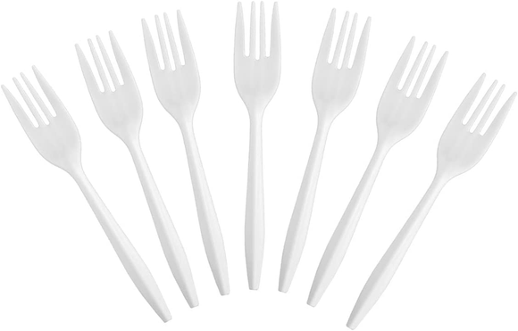 500 Count White Disposable Plastic Forks in Bulk