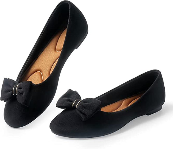 Samilor Women's Flat Elegant Bow Flats Shoes Women Round Toe Shoes for Women Flats Comfortable Slip on Womens Shoes Flats