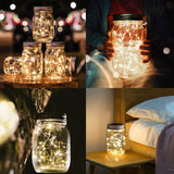 20 LED Solar Fairy Light String Mason Jar Hanging Lamp Outdoor Garden Yard Décor(With Jar)