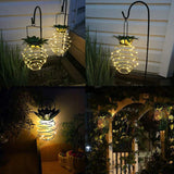 Solar Garden Pineapple LED Lights Outdoor Hanging Solar Powered Lanterns with Handle for Yard Garden Driveway Porch Walkway Patio Decoration