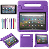 Fire HD 8 / Fire HD 8 Plus (10th Generation, 2020 Released) - Shockproof Lightweight Kickstand Handle EVA Kids Cover Case + 1 Screen Protector and 1 Stylus