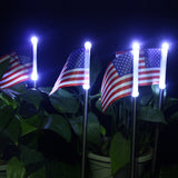 2 PCS Solar Powered American Flag Garden Stake White LED Light Outdoor Landscape