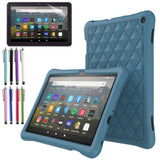 Fire HD 8 Case, Silicone Protective Cover For Amazon Fire HD 8" Tablet 10th 2020, With HD 8 screen protector and 1 stylus