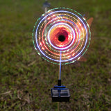 2PCS Solar LED Lights Reflective Wind Spinner Pinwheels with Stakes Multi-color Changing Pin wheels for Yard Garden Decorations, Eco Friendly