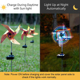 2PCS Solar LED Lights Reflective Wind Spinner Pinwheels with Stakes Multi-color Changing Pin wheels for Yard Garden Decorations, Eco Friendly