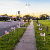 2 PCS Solar Powered American Flag Garden Stake White LED Light Outdoor Landscape