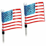 2 PCS Solar Powered American Flag Garden Stake White LED Light Outdoor Landscape