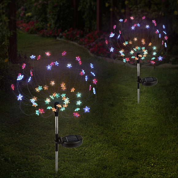 2PCS Solar Power Stake Fairy Starry sky Firework LED Light for Front yard Patio Lawn sidewalk balcony Décor