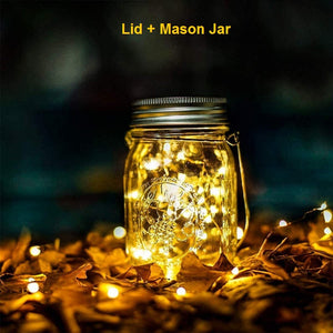 20 LED Solar Fairy Light String Mason Jar Hanging Lamp Outdoor Garden Yard Décor(With Jar)