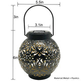 Solar Power LED Black Round bronze Hanging Lantern Light Garden Yard Décor Lamp Waterproof